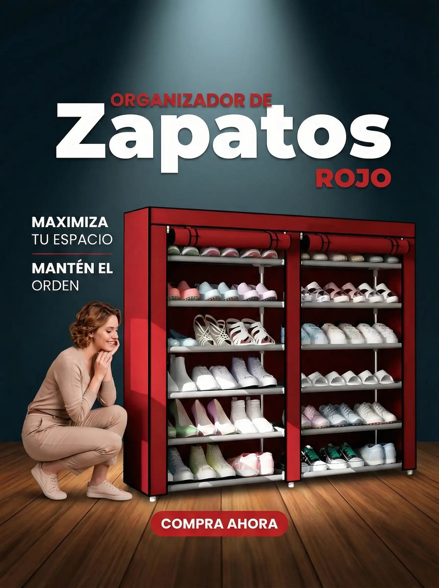 ORGANIZADOR DE ZAPATOS DOBLE COMPARTIMIENTO GRAN CAPACIDAD