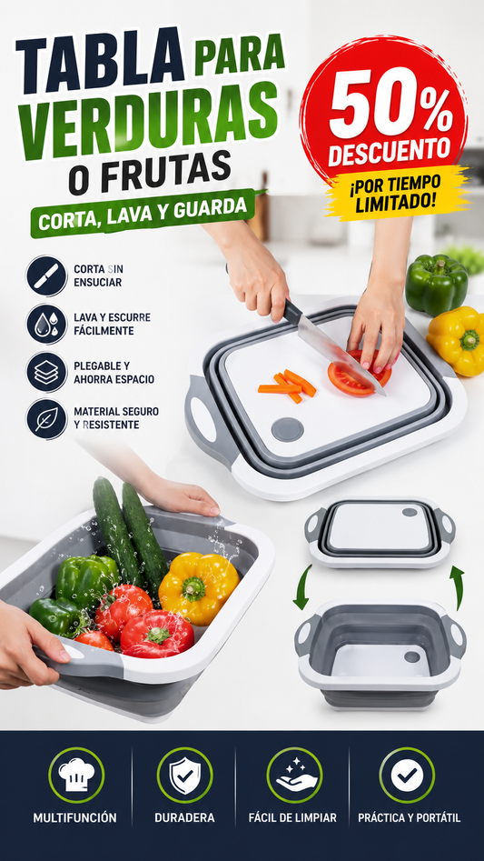 TABLA PARA PICAR PLEGABLE 3 EN 1 ESCURRIDOR