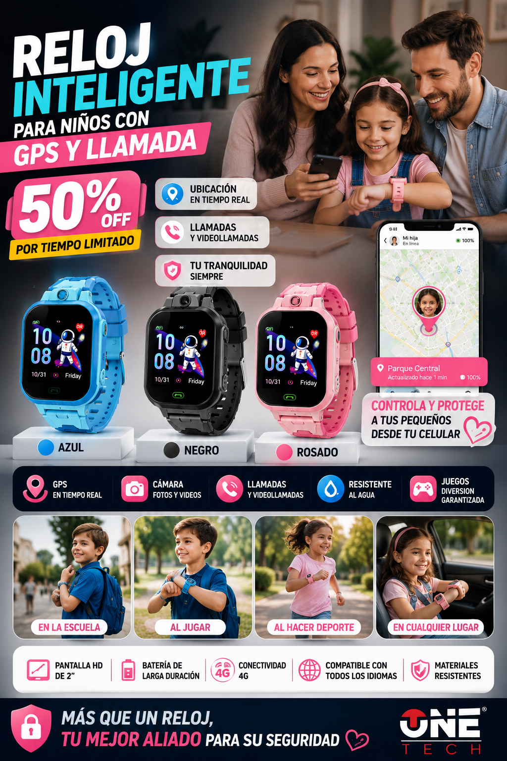 RELOJ INTELIGENTE PARA NIÑOS CON GPS Y LLAMADA