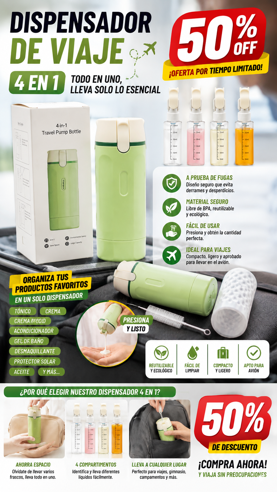 DISPENSADOR DE VIAJE 4 EN 1