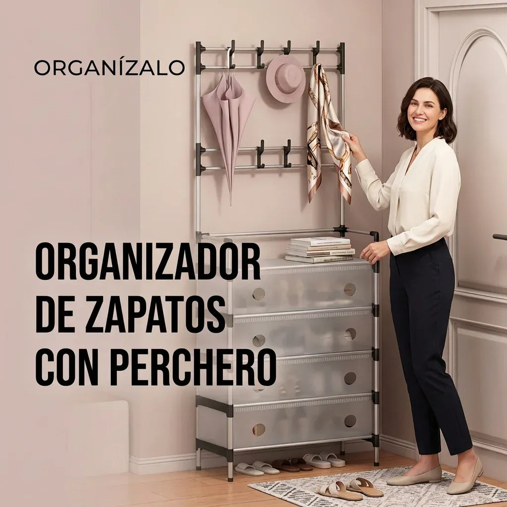 Organizador de Zapatos con Perchero Orden Total en un Solo Lugar